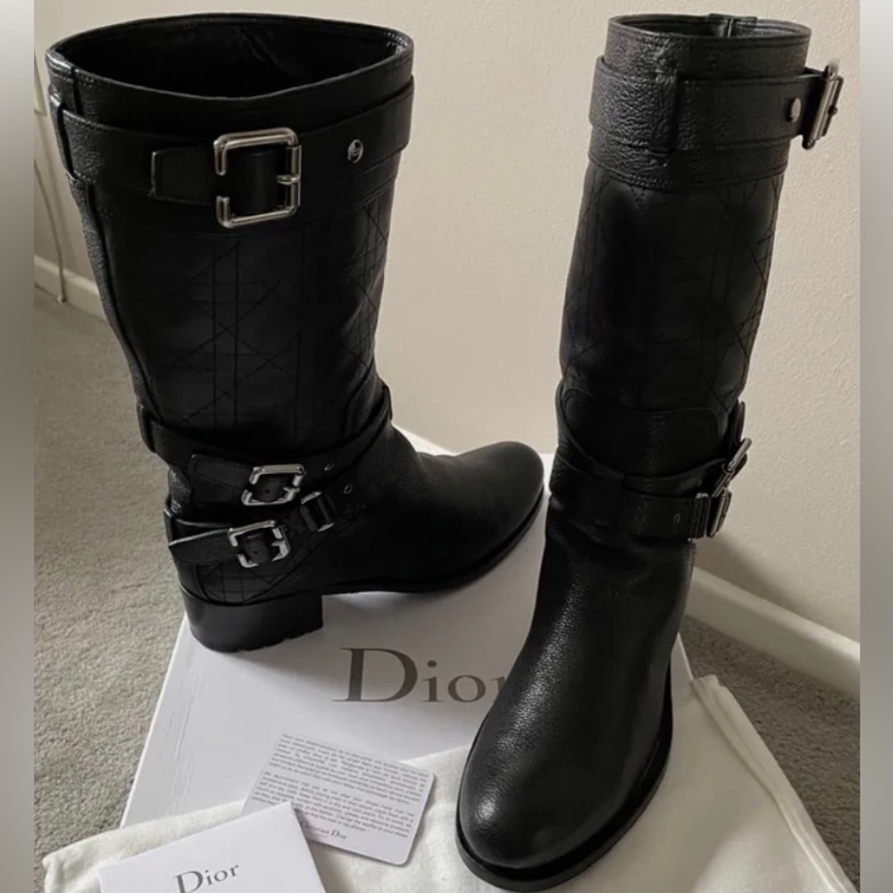 Stunning CHRISTIAN DIOR leather moto boots 🖤😍 - Picture 9 of 10